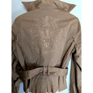 CERES USA NWT Belted Embroidered Crest Jacket Women’s Medium Cotton Blend